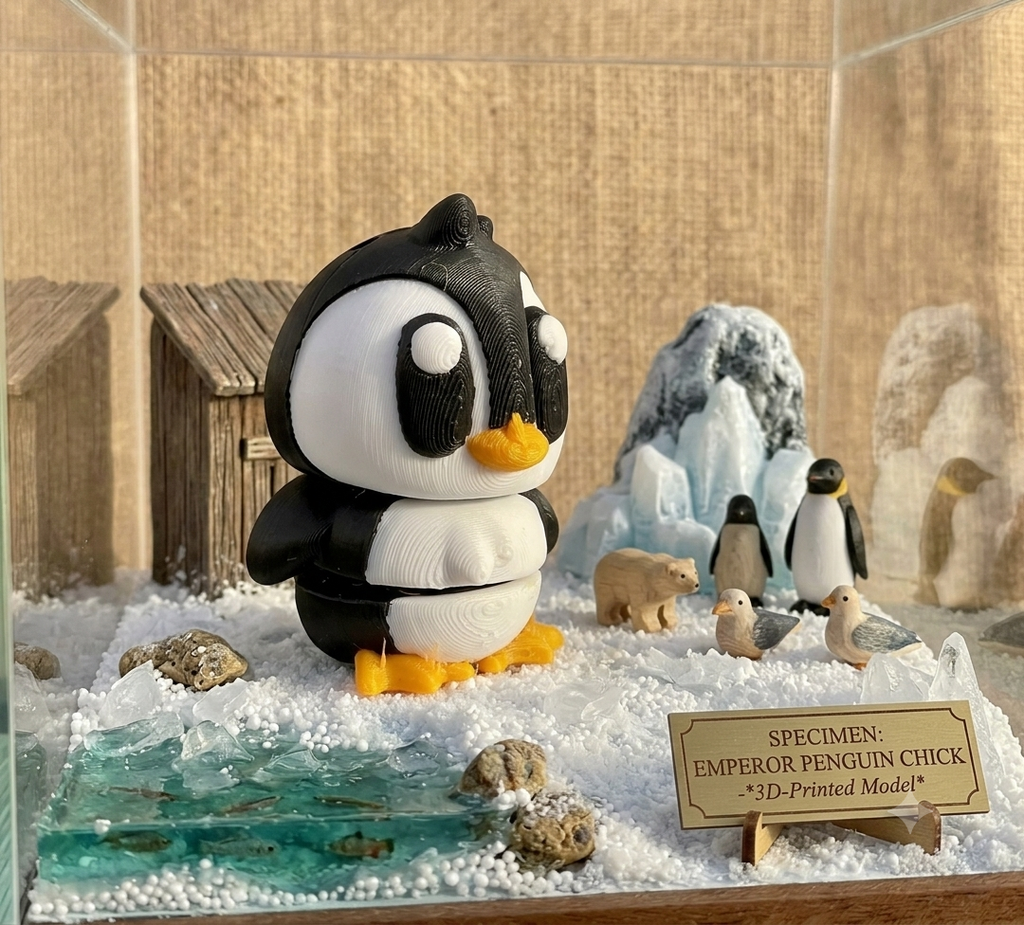 3D Printed Mini Animal Toys – Articulated Pocket Pets & Collectible Figures:- Penguin