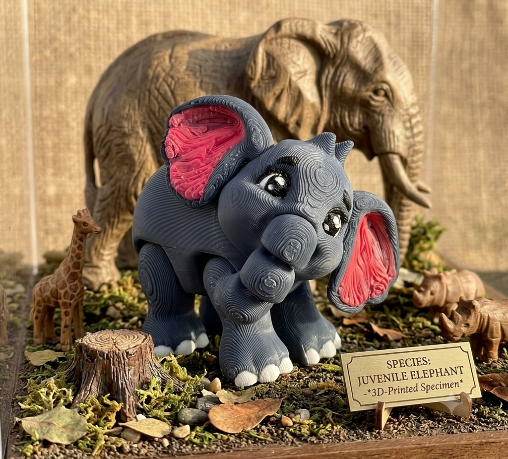 3D Printed Mini Animal Toys – Articulated Pocket Pets & Collectible Figures: Elephant
